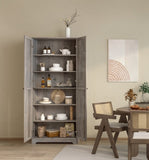 ZNTS Particleboard veneer, retro gray, 2-door, 4-shelf wooden wardrobe 02949758