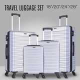 ZNTS Expandable Hardshell Luggage Sets Suitcase ABS Lightweight with Spinner Wheels Silver 34159347