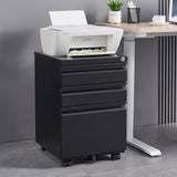 ZNTS 3-Drawer Mobile File Cabinet with Lock, Office Storage Filing Cabinet for Legal/Letter Size, W124770976