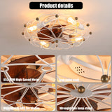 ZNTS Low Profile Caged Ceiling Fan with Lights Remote Control, Embedded modern industrial ceiling fan W1340120488
