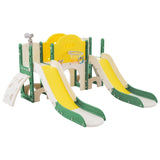 ZNTS Kids Slide Playset Structure 7 in 1, Freestanding Spaceship Set with Slide, Arch Tunnel, Ring Toss PP322884AAL