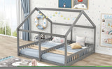 ZNTS Twin Size House Platform Beds,Two Shared Beds, Gray WF296300AAE