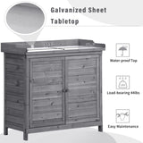 ZNTS TOPMAX Outdoor 39" Potting Bench Table, Rustic Garden Wood Workstation Storage Cabinet Garden Shed WF285324AAE