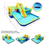 ZNTS 7 in1 Inflatable slide water park bouncing house outdoor garden bouncer with Whack a mole games & W167790003