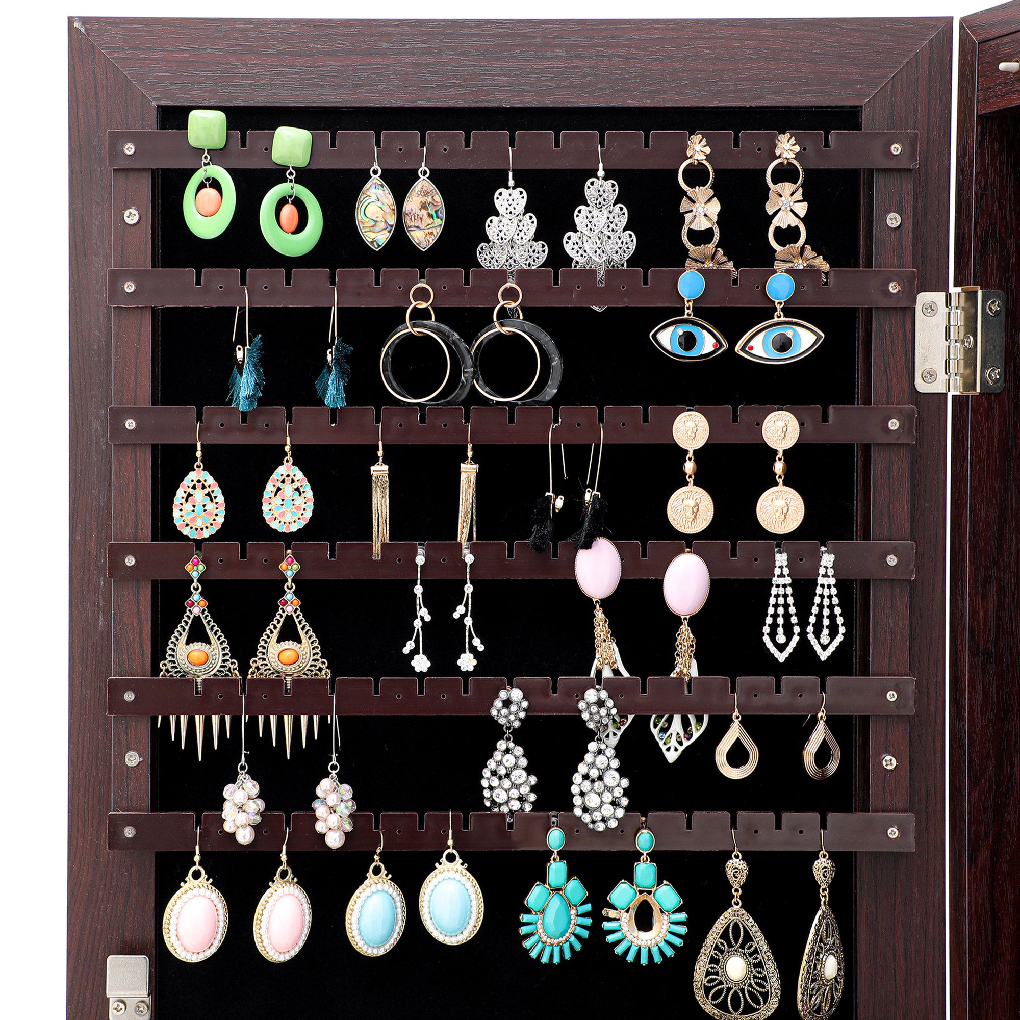 ZNTS Fashion Simple Jewelry Storage Mirror Cabinet With LED Lights Can Be Hung On The Door Or Wall W40718043
