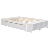 ZNTS Full Size Bed with Storage Case, 2 Storage drawers, Lengthwise Support Slat,White W504102754