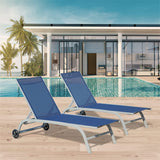 ZNTS Chaise Lounge Outdoor Set of 2, Lounge Chairs for Outside with Wheels, Outdoor Lounge Chairs with 5 W1859109846