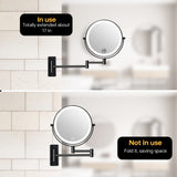 ZNTS 8 Inch Wall-Mounted Makeup Mirror, Double Sided 1x/10x Magnifying Makeup Mirror, 3 Colour Lights W162771025