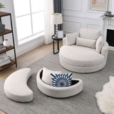 ZNTS [Video] Welike Swivel Accent Barrel Modern Sofa Lounge Club Big Round Chair with Storage Ottoman W83469808