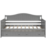 ZNTS Twin Wooden Daybed with Trundle Bed, Sofa Bed for Bedroom Living Room, Gray WF192861AAE