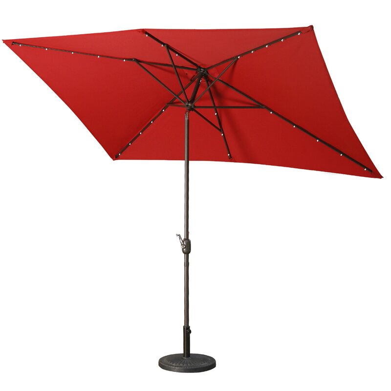 ZNTS 10ft Patio Umbrella with Solar Lights - 30 LED Rectangular Tilt Umbrella Aluminum Pole W1828107521