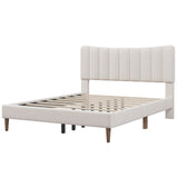 ZNTS Upholstered Platform Bed Frame with Vertical Channel Tufted Headboard, No Box Spring Needed, WF293440AAC