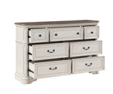 ZNTS ACME Florian Dresser in Gray Fabric & Antique White Finish BD01651