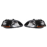 ZNTS 2pcs Front Left Right Headlights for Honda Civic 1996-1998 2/3/4dr Models Only Black 37908462