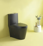 ZNTS 15 5/8 Inch 1.1/1.6 GPF Dual Flush 1-Piece Elongated Toilet with Soft-Close Seat - Matte Black W1573101059
