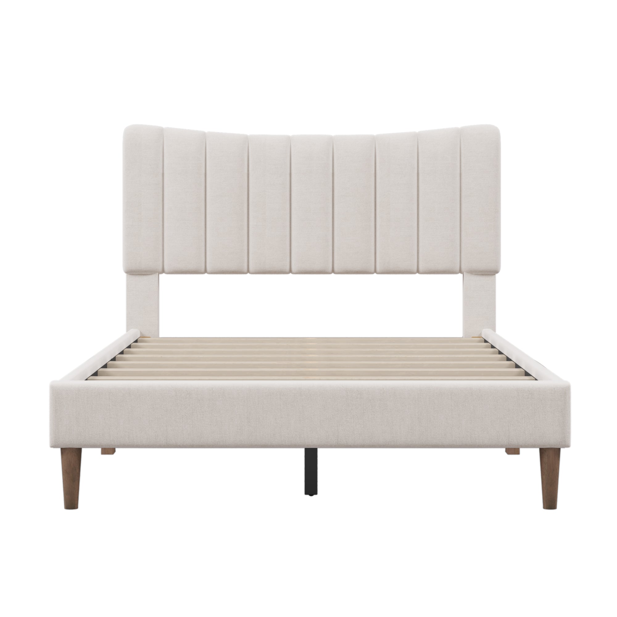 ZNTS Upholstered Platform Bed Frame with Vertical Channel Tufted Headboard,  No Box Spring Needed, Full, WF293448AAC