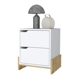 ZNTS Ralston 2-Drawer Nightstand in White and Macadamia B062111736