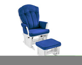 ZNTS Victoria Glider and Ottoman White Wood and Navy Fabric B02263774