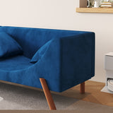 ZNTS Cut-and-fill chaise longue, convertible multifunctional loveseat sofa blue W1767106623