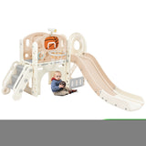 ZNTS Kids Slide Playset Structure, Freestanding Castle Climbing Crawling Playhouse with Slide, Arch PP300683AAH