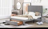 ZNTS Queen Size Upholstery Platform Bed with One Drawer,Adjustable Headboard, Grey WF291772EAA