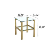ZNTS Clear Glass Side & End Table with Gold Legs; Tempered Glass Night Stand Corner Table W32771343
