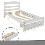ZNTS Platform Twin Bed Frame with Storage Drawer and Wood Slat Support No Box Spring Needed, White WF191655AAK