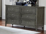 ZNTS Cool Gray Finish Transitional Style 1pc Dresser of 6x Drawers Birch Veneer Wooden Furniture Stylish B01165985