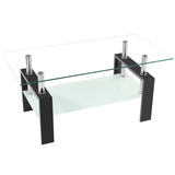ZNTS Arc Shaped Two Tiers Tempered Glass Coffee Table 46611339