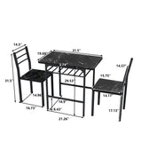 ZNTS Modern 3-Piece Dining Table Set with 2 Chairs for Dining RoomBlack Frame+Printed Black Marble Finish W75753877