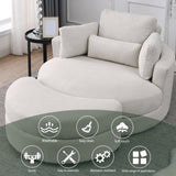 ZNTS [Video] Welike Swivel Accent Barrel Modern Sofa Lounge Club Big Round Chair with Storage Ottoman W83469808