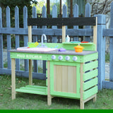 ZNTS Wooden Kids Kitchen Playset, Indoor Outdoor Pretend Mud Kitchen Set for Toddler, Play Kitchen Toy W1390112743
