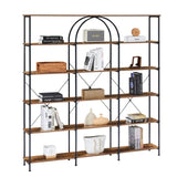 ZNTS 6 Tier Bookcase Home Office Open Bookshelf, Vintage Industrial Style Shelf with Metal Frame, MDF WF321311AAT