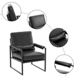 ZNTS Single Iron Frame Chair Black PU Indoor Leisure Chair 66043697