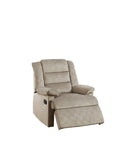 ZNTS Contemporary Beige Color Velvet Fabric Recliner Motion Recliner Chair 1pc Couch Manual Motion Plush B011P163843