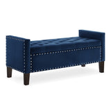 ZNTS Upholstered Tufted Button Storage Bench with nails trim,Entryway Living Room Soft Padded Seat with W2186139088