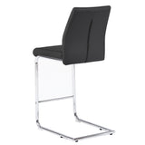 ZNTS Black modern simple bar chair PU leather chrome metal pipe, restaurant, family bar chair set of 2 W29966613