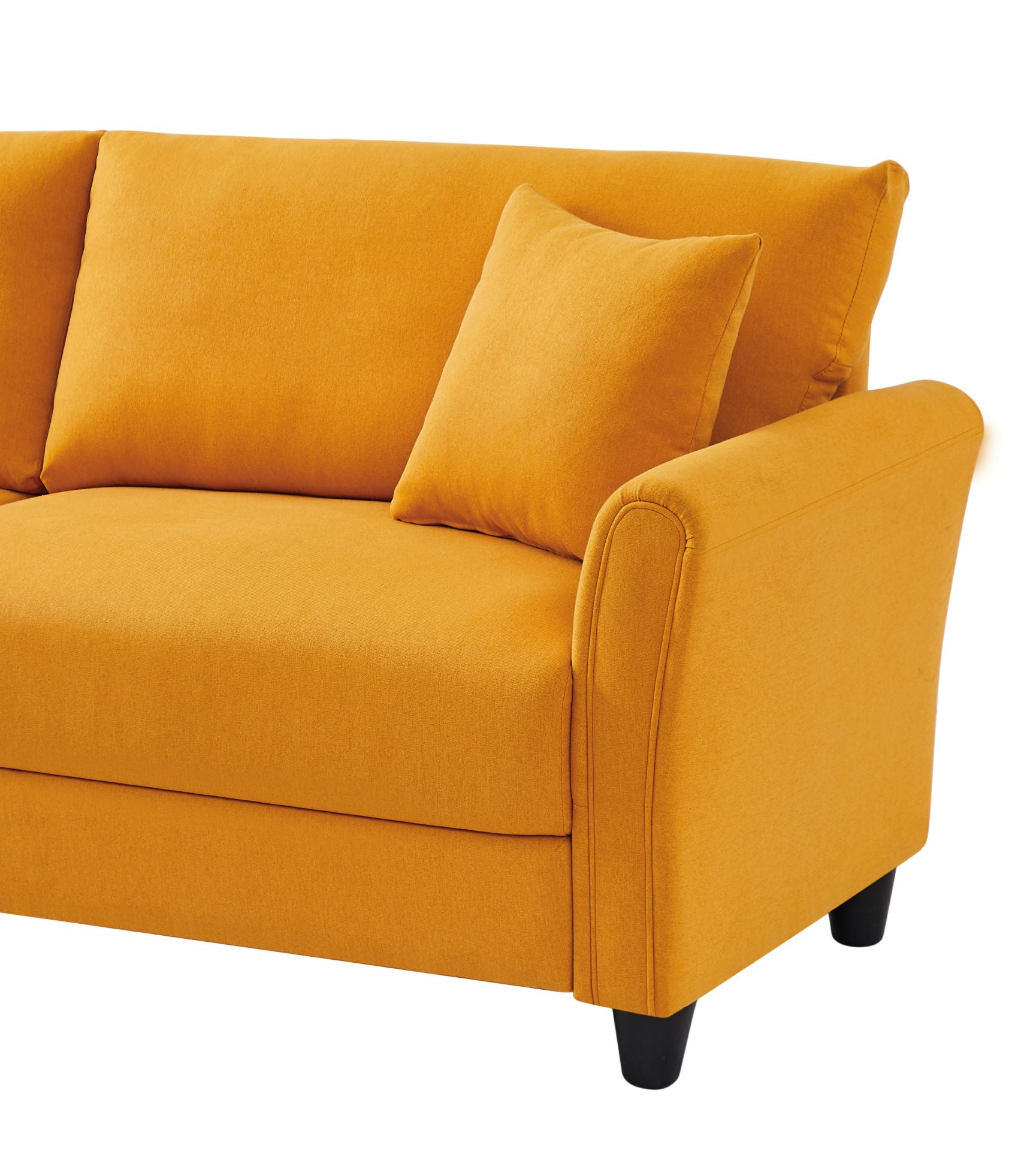 ZNTS Orange Linen, Three-person Indoor Sofa, Two Throw Pillows, Solid Wood Frame, Plastic Feet 22223501