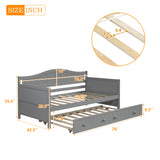 ZNTS Twin Wooden Daybed with Trundle Bed, Sofa Bed for Bedroom Living Room, Gray WF192861AAE