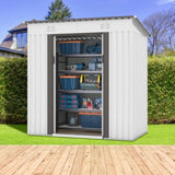 ZNTS 4 x 6 Ft Outdoor Storage Shed, Patio Steel Metal Shed w/Lockable Sliding Doors, Vents, House for W2181P156873