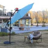 ZNTS 10ft Solar LED Offset Hanging Market Patio Umbrella W640140293