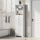 ZNTS White Tall Storage Cabinet with 3 Drawers and Adjustable Shelves for Bathroom, Kitchen and Living WF298151AAK