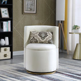 ZNTS 360&deg; Swivel Accent Chair with Storage Function, Velvet Curved Chair with Gold Metal Base for Living W142084607