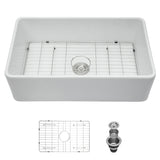 ZNTS White Farmhouse Sink - 30 Inch White Farmhouse Kitchen Sink Apron Front Ceramic Single Bowl Kitchen W124352761