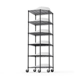 ZNTS 6 Tier Shelf Corner Wire Shelf Rack Pentagonal Shelves with Wheels Adjustable Metal Heavy Duty Free W155083053