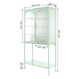 ZNTS Elegant Floor Cabinet with 2 Glass Arched Doors Living Room Display Cabinet with Adjustable Shelves W1673127683