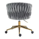 ZNTS Modern design the backrest is hand-woven Office chair,Vanity chairs with wheels,Height W2215P147915