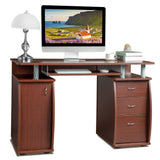 ZNTS FCH 115* 55*74cm 15mm MDF Portable 1pc Door with 3pcs Drawers Computer Desk Coffee Color 28296634