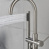 ZNTS Mount Bathtub Faucet Freestanding Tub Filler Brushed Nickel Standing High Flow Shower Faucets with 20416546