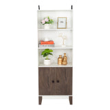 ZNTS 4 Tier Bookcase Storage Cabinet,Wooden Bookshelf with 2 Doors and 3 Shelves, Free Standing Floor 42370180